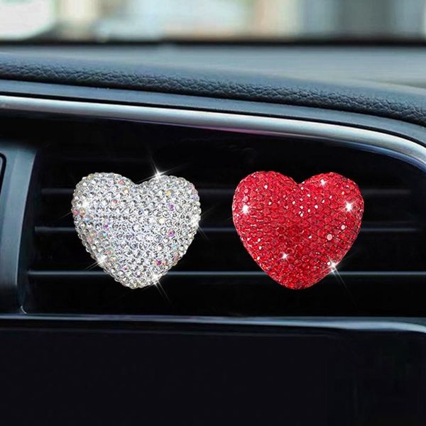 

car air freshener shiny rhinestones heart clip sweet conditioning outlet perfume diffuser interior decor