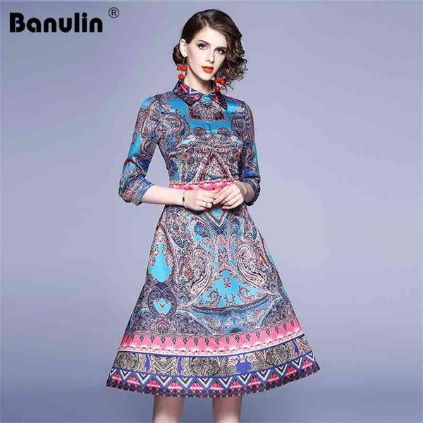 

reteo pattern print women shirt dress spring long sleeve turn-down collar casual elegant holiday midi vestidos festa 210603, Black;gray