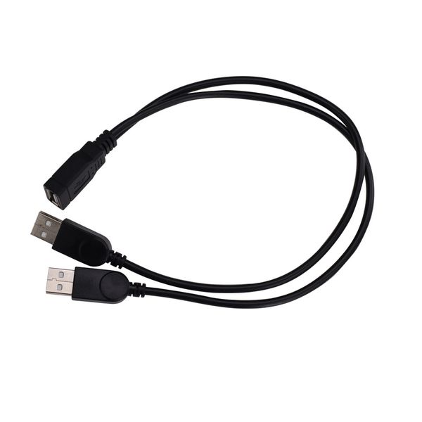 Cavi neri USB 2.0 Tipo A 1 femmina a 2 maschio Y-Splitter Cavo di prolunga per la ricarica della sincronizzazione dei dati