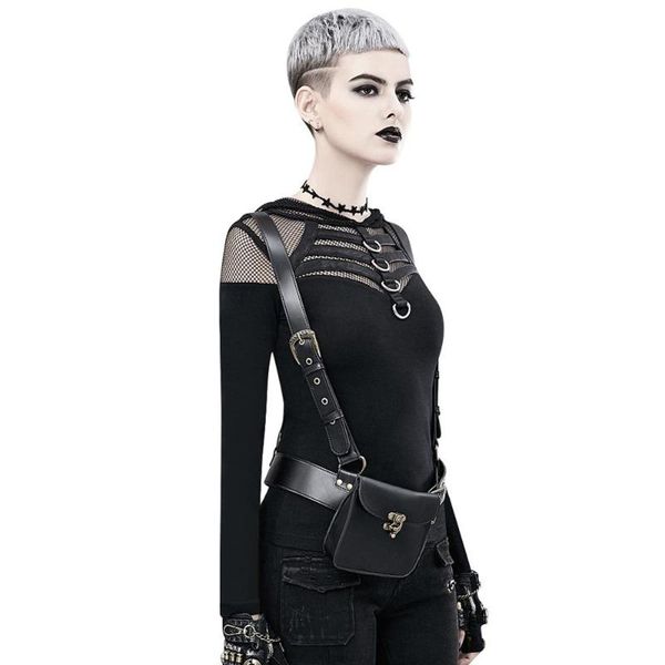 

waist bags steampunk pu leather women's fashion backpack clothing shoulder belt accessories