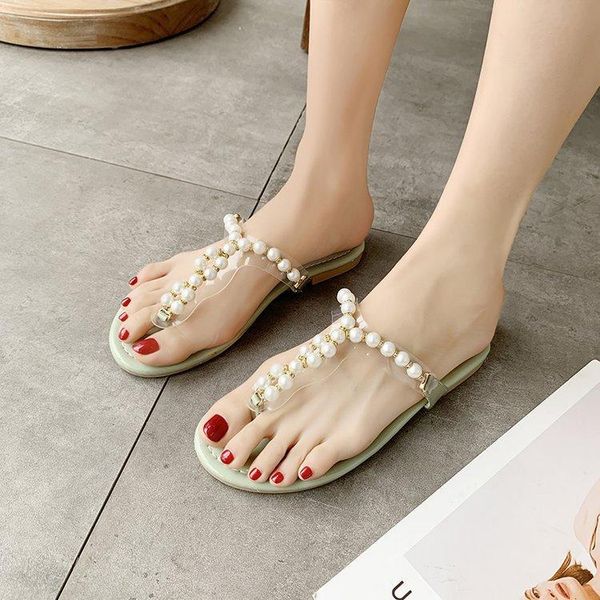 

slippers 2021 summer wome sweet pearl female fashion concise flip flops shoes slides outside ladies casual beach, Black