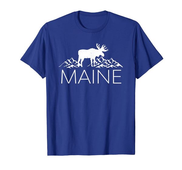 

maine moose and mountains - me moose t-shirt, White;black