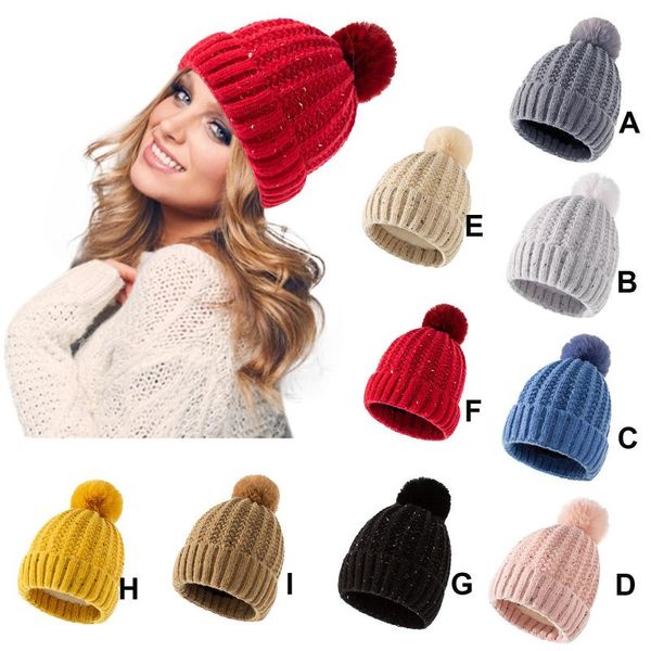 

beanies womens and mens winter knitted beanie hat with faux pom warm knit cap hats for women fashion #58