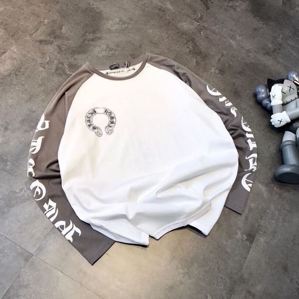 

2021 trendy brand new cro sanskrit sweater style horseshoe cement grey long sleeve t-shirt bottomed couple, Black