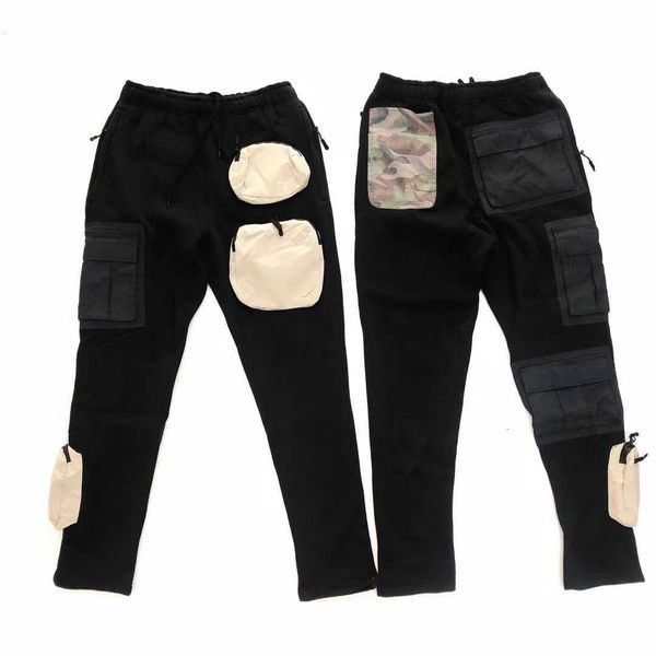 

men's pants multi-pocket male spring functional load of sweat pants jogger, Black