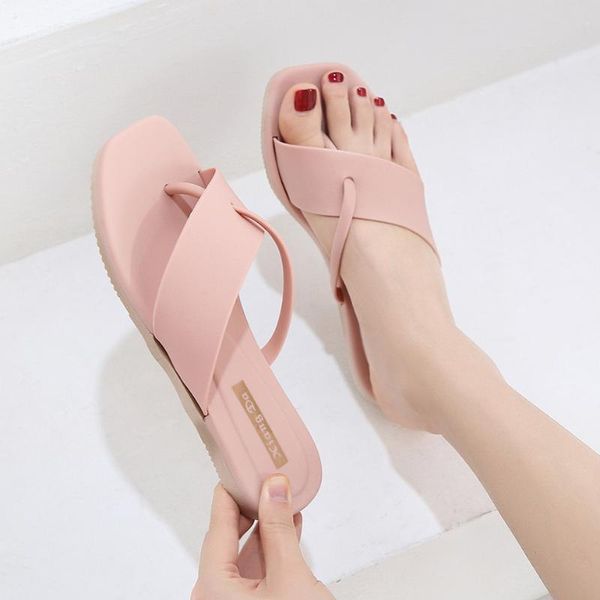 

slippers ladies sandals flat bottom casual summer outdoor beach women flip flops women's shoes jelly, Black