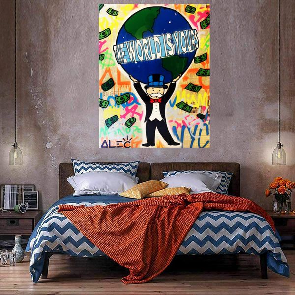 

alec monopoly the world yours huge oil painting on canvas home decor handcrafts /hd print wall art pictures customization is acceptable 2105