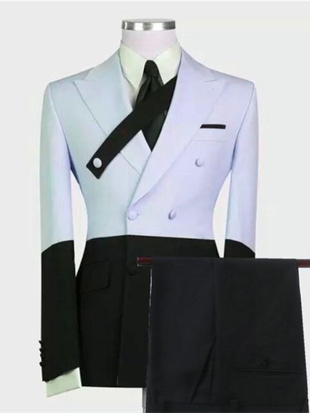 

men's suits & blazers black and white double breasted slim fit business suit for men custom made prom blazer groom man wedding multicol, White;black