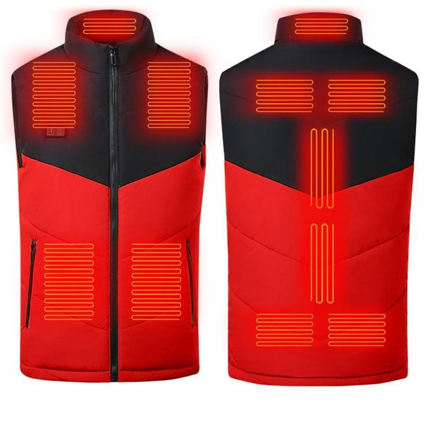 

men's vests men autumn winter smart heating cotton vest usb infrared electric women outdoor flexible thermal warm jacket, Black;white