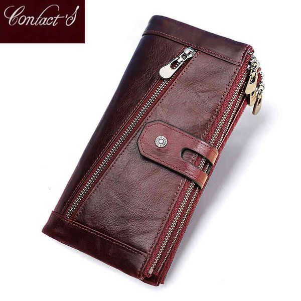 

classic wallets contact's women fashion genuine leather card holder female long purse phone pocket large capacity clutch s, Red;black