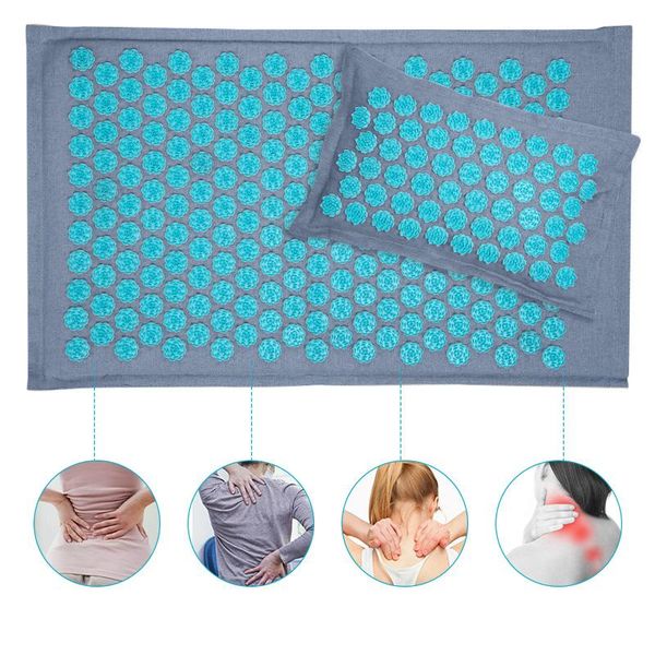 

yoga mats nature linen coconut palm massage mat sport pillow with bag lotus spike acupressure cushion fitness