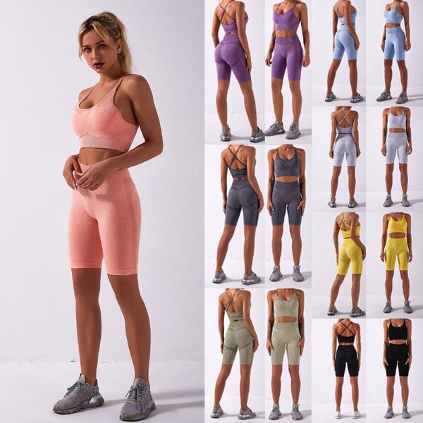 

yoga outfit 2 pcs seamless women shorts set workout tracksuits high waist running fitness sportswear sport