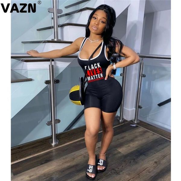 

elastic skinny letter print summer beach rompers womens jumpsuit fashion sleeveless playsuits women's jumpsuits &, Black;white