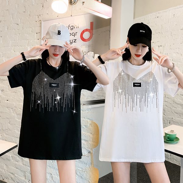 

2021 xiaxin european products dazhong long short sleeve t-shirt for women, White