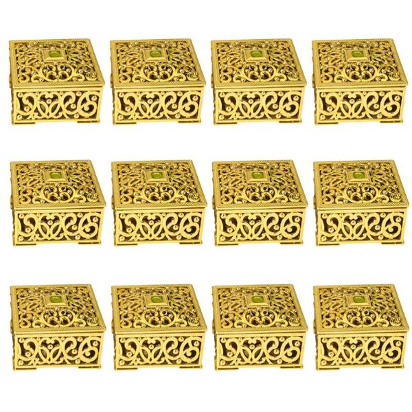 

hollow out flower pattern gift boxes square mini candy packaging case party favors (golden) wrap