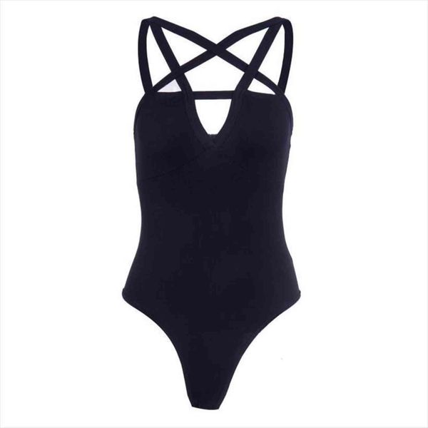 

hollow out bodycon black women romper bodysuits body backless casual bodysuitwomen summer bandage star gothic darkness, Black;white