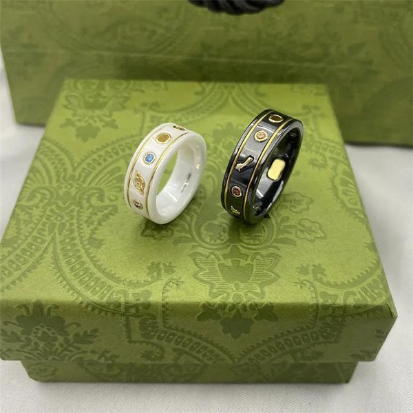 Homens Mulheres Designer Anéis Moda Cerâmica Amor Anel Noivados Para Mulheres Com Abelha Padrão De Pedras Preciosas Casal Clássico Anéis Jóias De Luxo 21ss