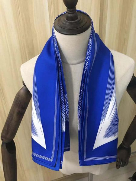 

arrival fashion brand classic blue 100% silk scarf 90*90 cm square shawl twill wrap for women lady scarves, Blue;gray