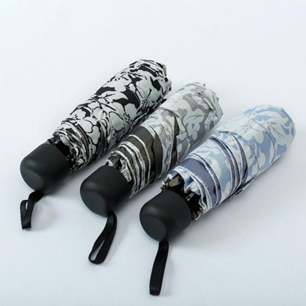

umbrellas mini pocket umbrella women foldable vintage rose windproof double layer anti-uv outdoor travel parasol