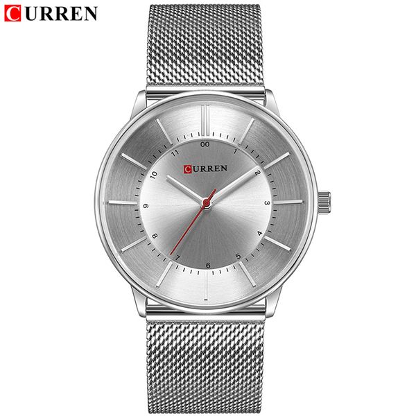 curren watch men fashion casual quartz watches men's simple business waterproof watch male thin full steel analog clock gift 210517, Slivery;brown