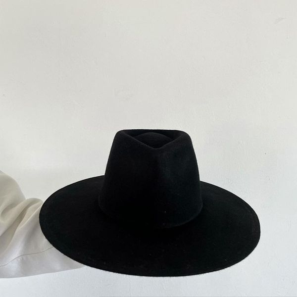 

wide brim hats australian 100% wool felt fedora for women fashion high hat casual panama sombrero mujer, Blue;gray