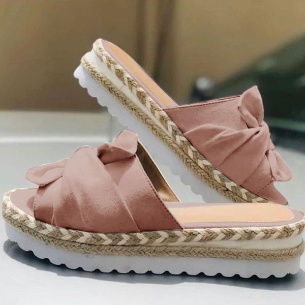 

slippers 40# bow sandals summer flat shoes sliippers butterfly-knot women beach female non-slip wedge, Black