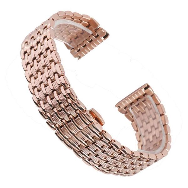 

watch bands 18/20/22mm replacement stainless steel metal gold/rose gold adjustable band solid wrist strap + 2 spring bars, Black;brown