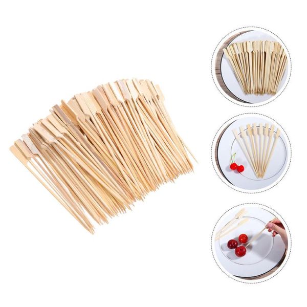 

forks 400pcs bamboo fruit sticks barbecue banquet supplies