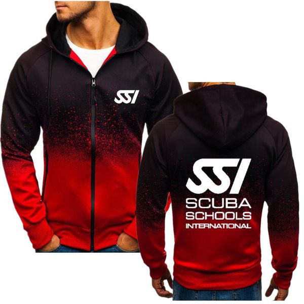 

men's hoodies & sweatshirts 2021 spring men scuba schools international logo ssi print man customizable personality zipper hoodie gradi, Black