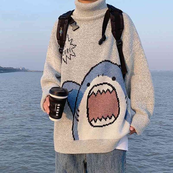 

zazomde-men's sweater korean harajuku style turtleneck pullover plus size gray winter 2020, Black