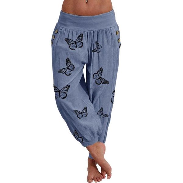 

women's pants & capris muyogrt women high waist harem butterfly print streetwear female pocket baggy capri jogger trousers bottoms, Black;white