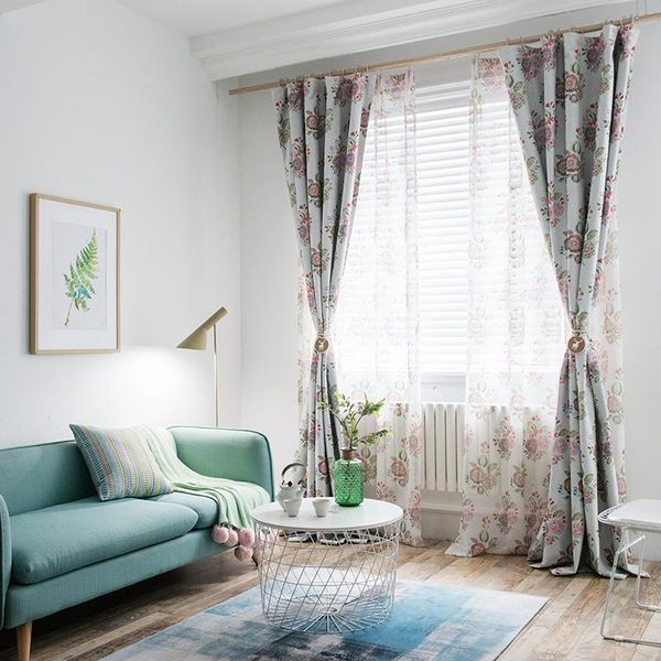 

curtain & drapes [xi chun] curtains tulle for living room bedroom modern european simple calico printing fabric