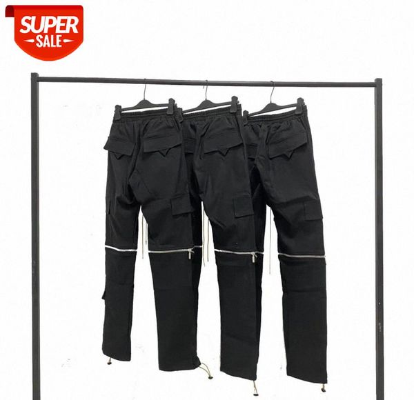 

detachable shorts zipper street drawstring overalls trousers beautiful big pocket black pants for men and women #432y
