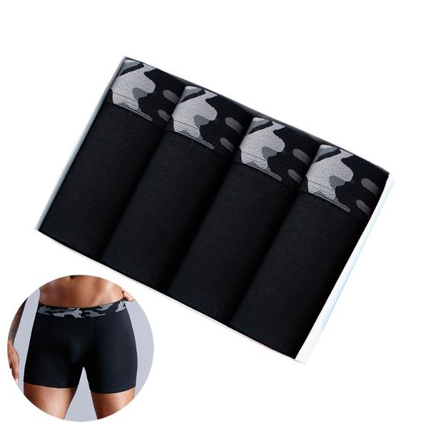 

underpants 4pcs lots print man underwear camouflage cotton men's panties boxers gay boxershorts for male shorts calecon, Black;white