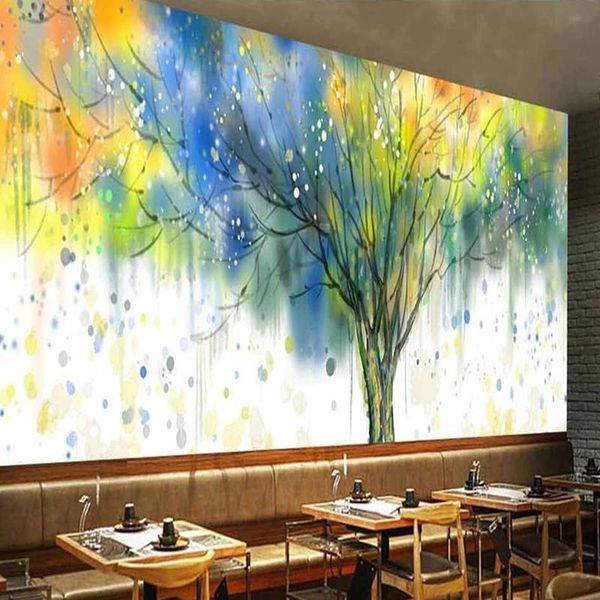 

wallpapers custom wallpaper 3d colorful hand-painted abstract tree murals restaurant cafe bar art wall papers for walls 3 d papel de parede