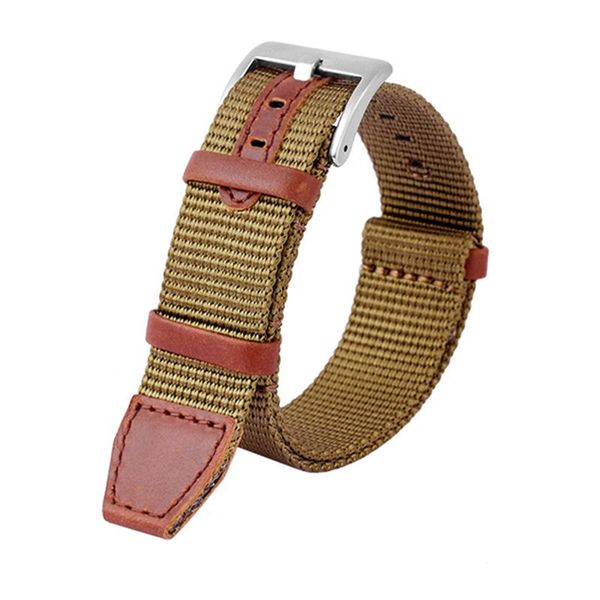 

watch bands beafiry nato band 20mm 22mm replacement bracelet strap nylon watchband black grey green, Black;brown