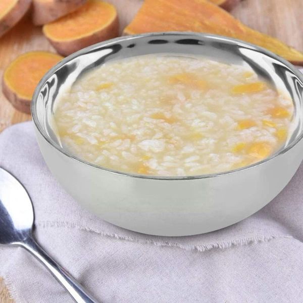 

bowls stainless steel gold silver double wall insulated for kids rice noodles household kitchen cooking tablewa s8m4