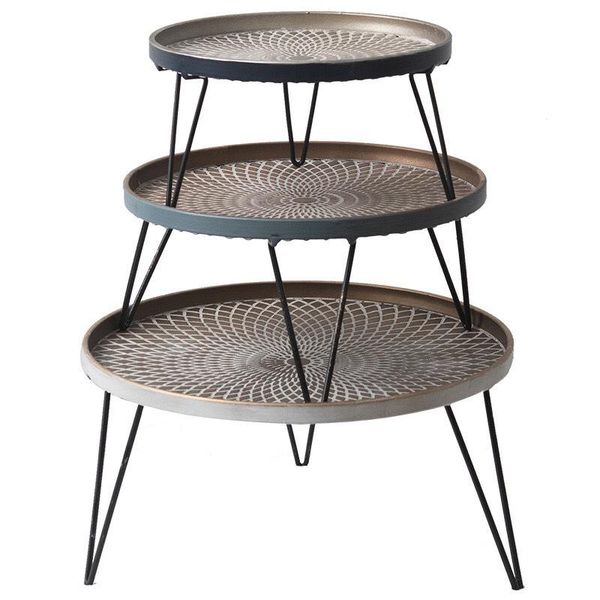 

kitchen storage & organization vintage industrial wrought iron round tray racks set fruit snack bread dessert deskdecoration plate
