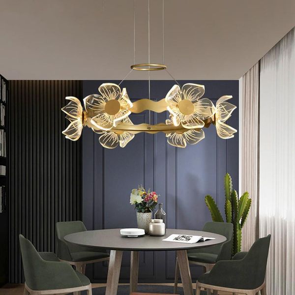 

chandeliers nordic chandelier led lotus acrylic indoor lighting living room dining bedroom decoration