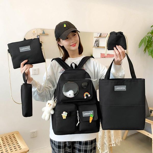 

school bags summer backpack sets canvas women student bookbag for teenager girls shoulder mochilas rucksacks
