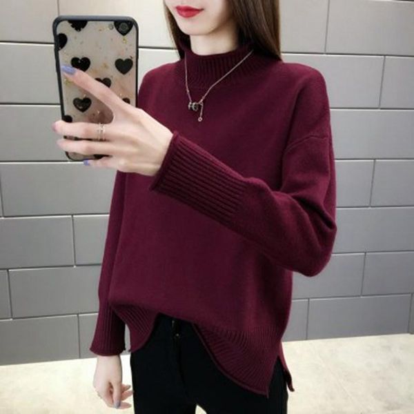 

women's sweaters fashion turtleneck warm women sweater high neck knitted pullovers with thumb hole fall autumn winter jumper top, White;black
