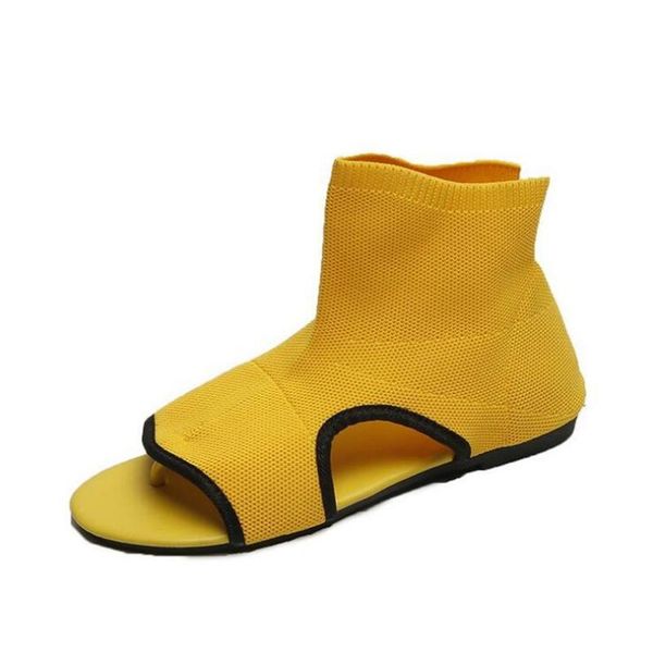 

knitted breathable open toe women shoes summer sandals high help fashion casual flip flops non-slip, Black