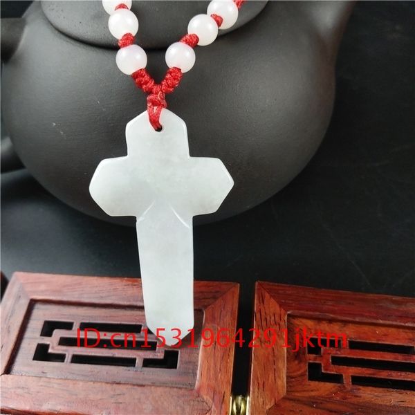 Uomini naturali per la mano giada cinese croce donne regali collana pendente amuleto fascino gioielli intagliato bianco giadeite moda