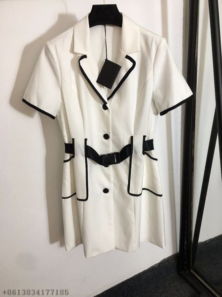 

2021ss pra brand da midi dresses women pd summer casual womens shirt skirt cotton black stitching dress womens designers clothes album dhl, Black;gray