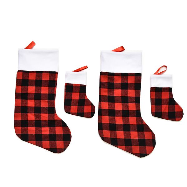 

christmas stockings 18 9inch plaid with plush cuff classic large small stocking decorations for family red black 1221610