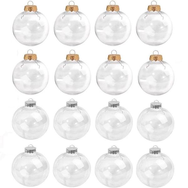 

christmas decorations 6/8/10cm gold transparent ball open plastic clear bauble ornament party hanging pendant gift package supplies 30pcs