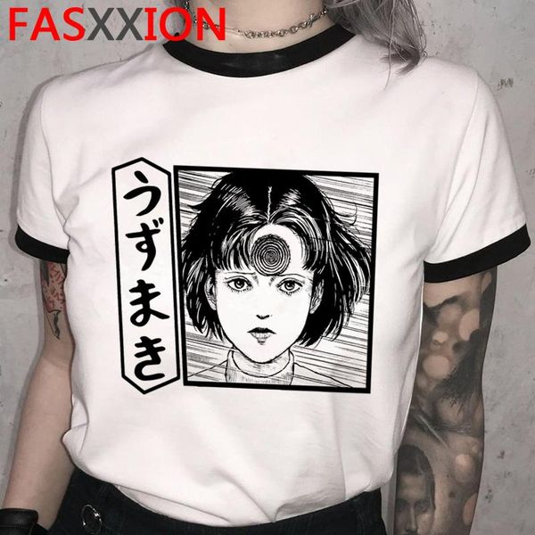 

men's t-shirts junji ito tshirt men white t shirt aesthetic tumblr kawaii couple vintage, White;black
