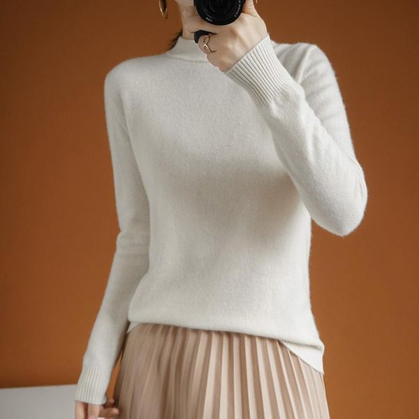 

women's sweaters adishree 2021 woman winter 100% cashmere autumn knitted pullovers warm female thickening turtleneck, White;black