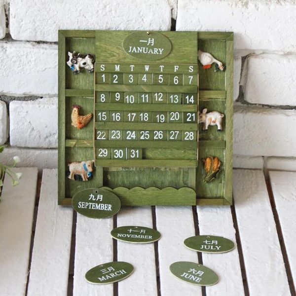

decorative objects & figurines vintage creative mediterranean style wallmount wooden adjustable cubes calendar perpetual desk