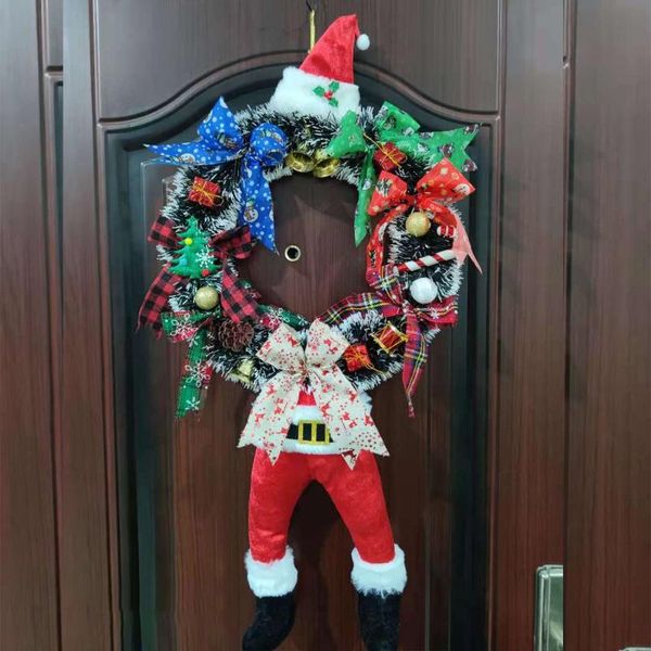

decorative flowers & wreaths christmas santa wreath door hanging decorations 2021 navidad natal ornaments noel gifts year 2022